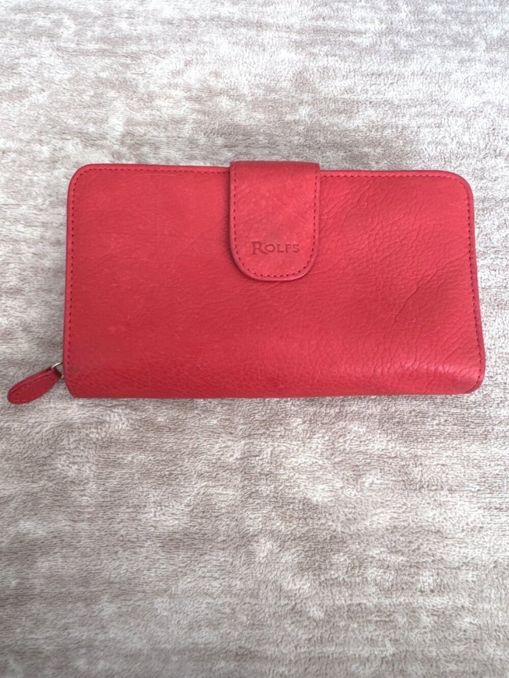 Vintage Rolfs Red Leather Square Wallet for Cards with Pen Holder